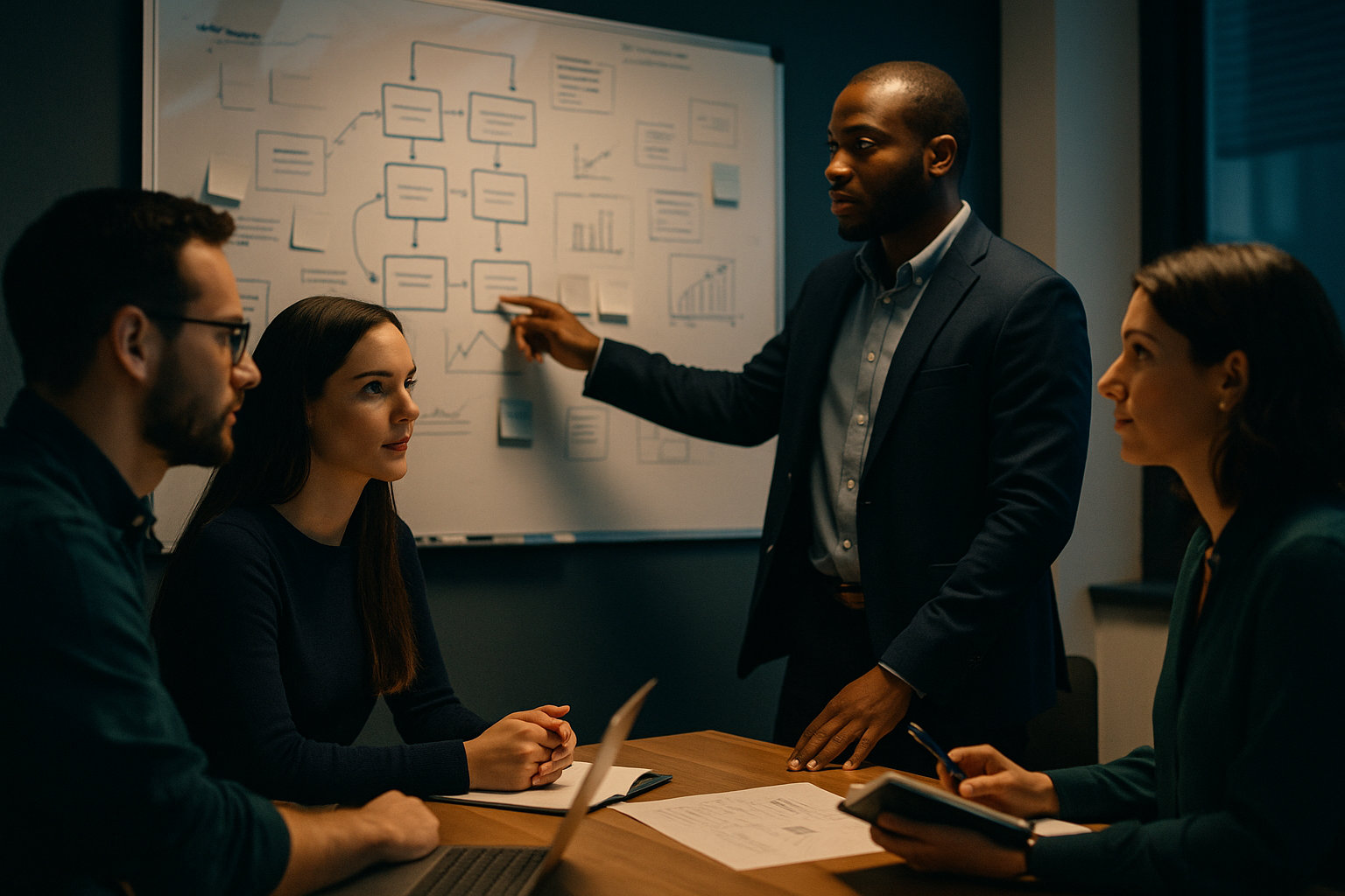 Developers and stakeholders planning ERP transition.