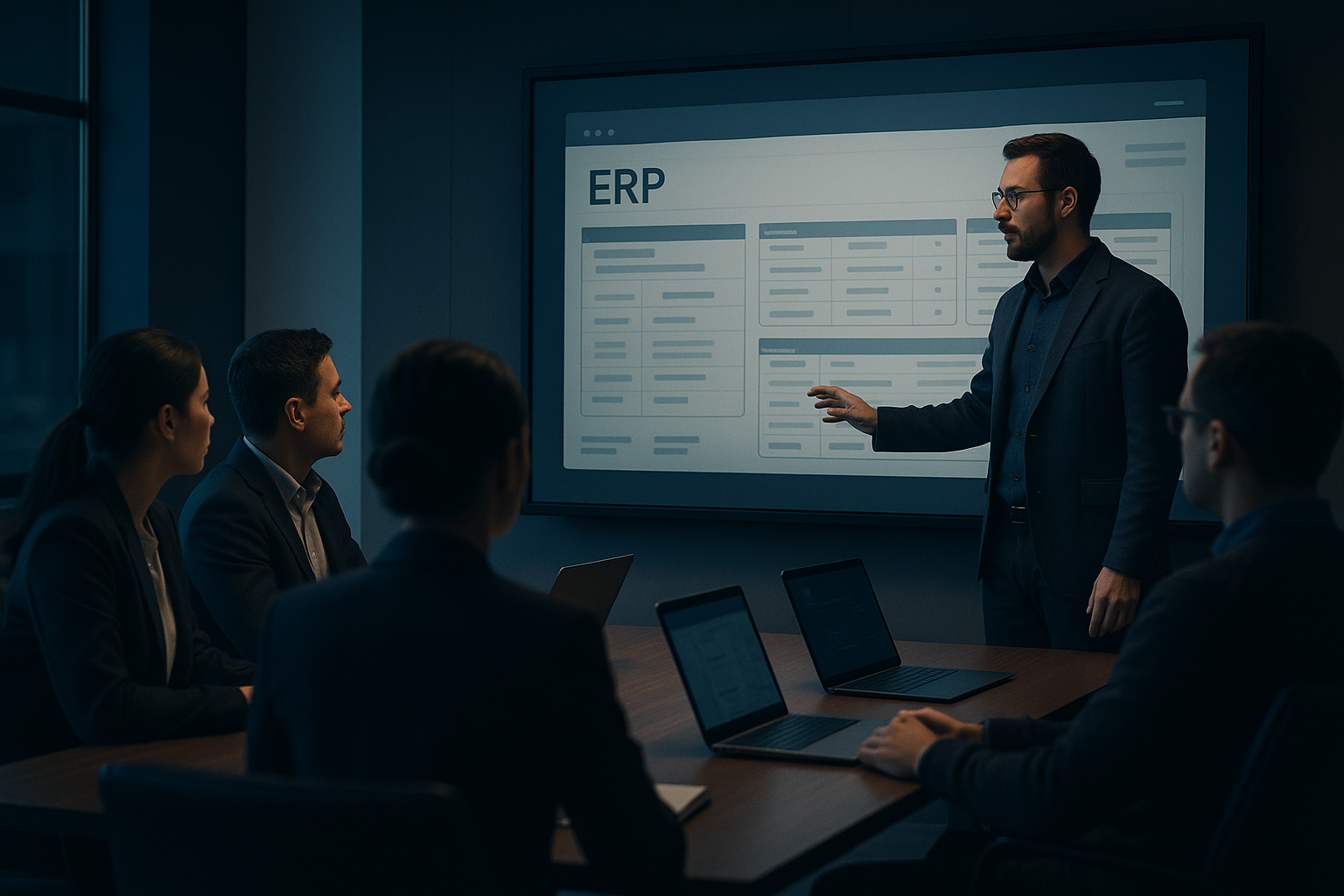 ERP training session in a conference room.