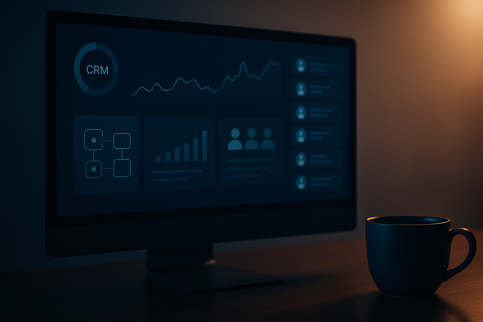 CRM analytics on computer screen