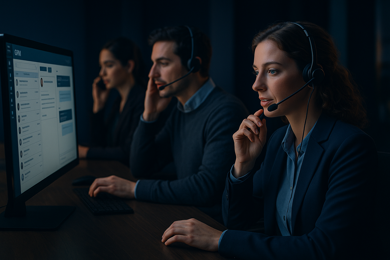 Customer service using CRM software.