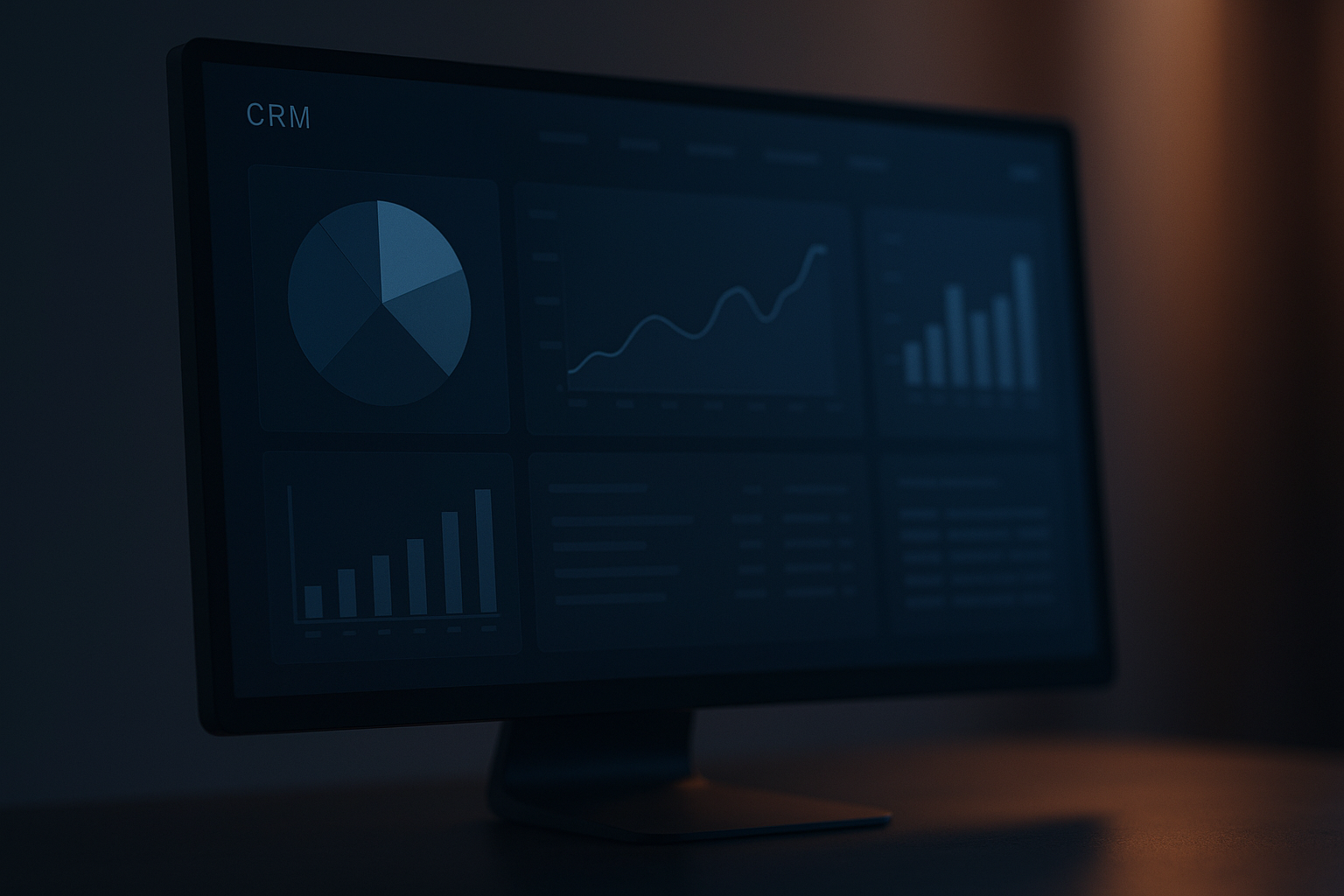 A digital dashboard displaying organized CRM data.